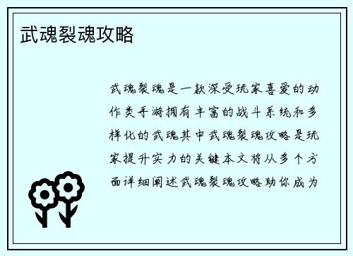武魂裂魂攻略